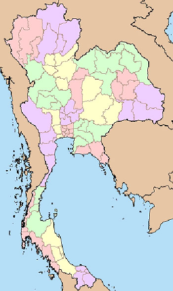Carte du Siam avec les monthon en 1915